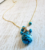 turquoise Gemstone Necklace-Flat Teardrop