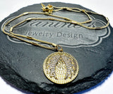 Wings Necklace, medallion, Gift, Gold Filled Medallion, Pave CZ - Janine Design