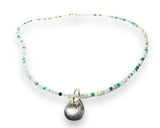 Dainty Beaded Gemstone Necklace-Flat Teardrop