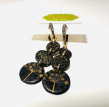 Black and Gold Disk Earrings/Black and Gold Earrings