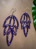 Purple and Gold Leaf Earrings/ Gold Earrings - Janine Design
