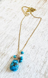 turquoise Gemstone Necklace-Flat Teardrop