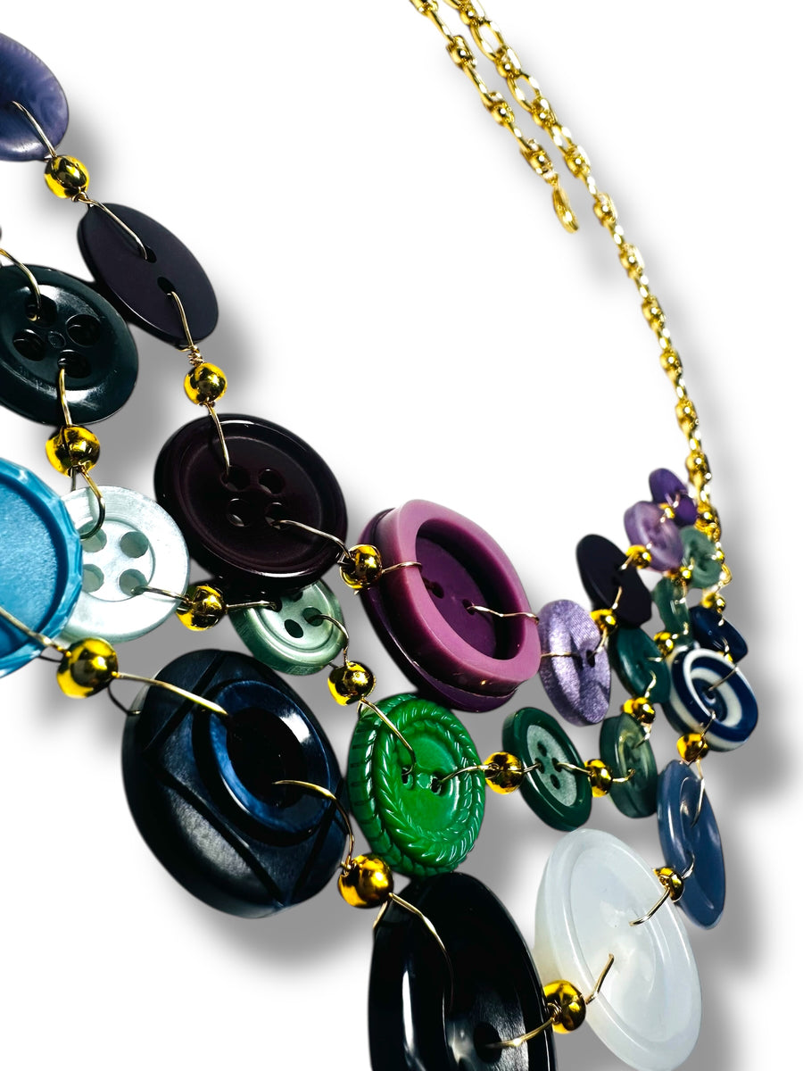 Button Necklace- Cool Tones | Janine Design