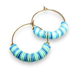 Colorful Clay Hoops/ Heishi Bead Earrings - Janine Design