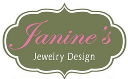 Janine's Jewelry Design Logo in Forest green and Candy Pink in a crest/cloud shape design