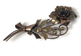 Vintage Crystal flower Victorian Brooch/Gold over sterling Pin/ flower Pin/Brass Pin/Crosby Jewelry - Janine Design
