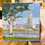 Painting on Canvas “Boston Square”, Painting of Boston, MA