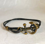 Nautical Theme/Anchor and Leather Bracelet/Leather Jewelry/ONE BRACELET