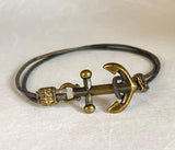 Brass Anchor/Nautical Theme/Anchor and Leather Bracelet/Leather Jewelry/ONE BRACELET