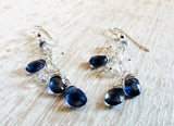 Iolite Gemstone Earrings, Modern Chain Earrings,
