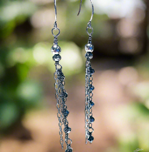 Chain Drop Earrings-hematite Gemstone