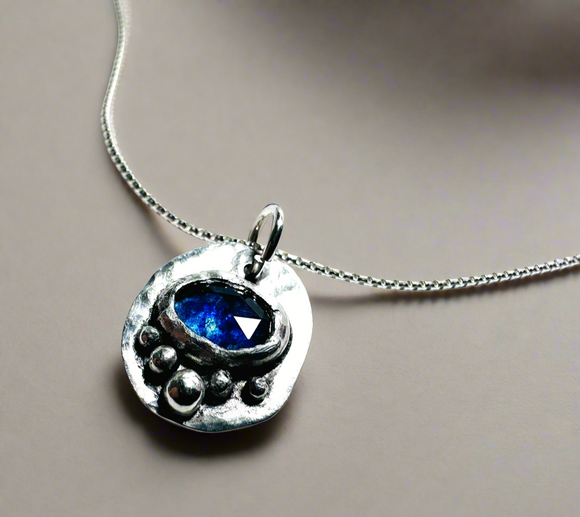 Sapphire Sterling Necklace, September Birthstone Necklace - Janine Design