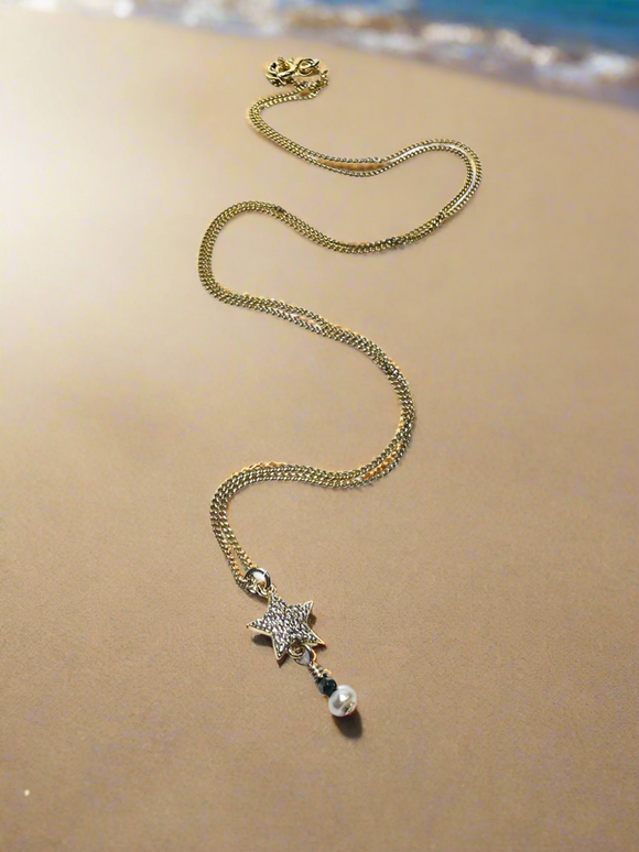 Star Necklace, Pave Star Necklace, Gold Star Necklace
