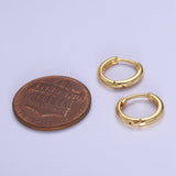Dainty Gold Huggie Earring 12mm Simple Minimalist Hoop - Janine Design