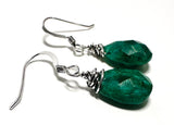 Emerald Earrings, Green/Blue Gemstone Earrings - Janine Design