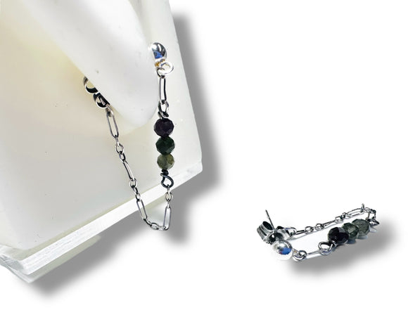 Chain Loop Earrings- Gemstone Earrings, Modern Chain Earrings