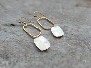 Moonstone Freeform Gold Fill Circle Earrings*