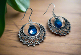 Filigree fluorite Earrings, Blue Gemstone Earrings