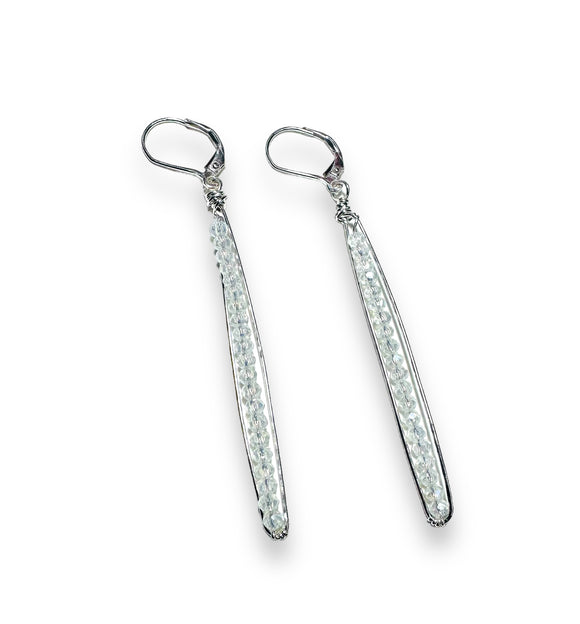 Gemstone Earrings, Glitter Stixx, Gemstone Sparkle Bar Earrings, Silver Bar Earrings