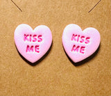 Conversation Heart Earrings/ Clay Earrings, Valentines Earrings/ Heart Earrings - Janine Design