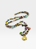 Multi Gemstone Paw Charm Necklace