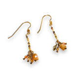Peach Moonstone Chain Earrings, Dainty Gemstone Earrings