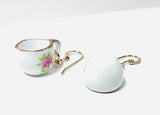 Cuppa Tea Earrings/ Tiny Porcelain Teacup Earrings - Janine Design