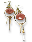 Wire Wrapped Peach Gemstone Earrings