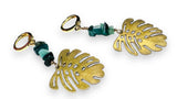 Monstera Leaf Earrings, Emerald Earrings - Janine Design