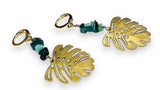 Monstera Leaf Earrings, Emerald Earrings