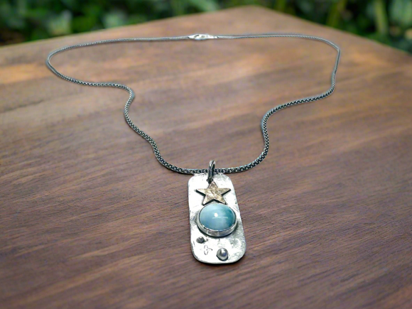 Gold Star Larimar Necklace