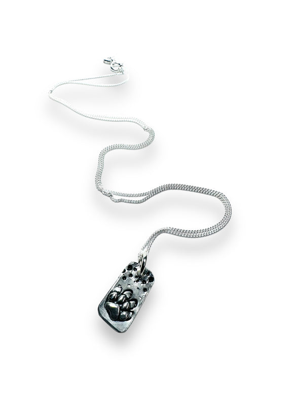 Paw Charm Necklace/ Sterling Silver Paw Necklace