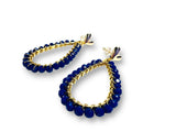 Lapis Gemstone Earrings, Teardrop Hoop Earrings