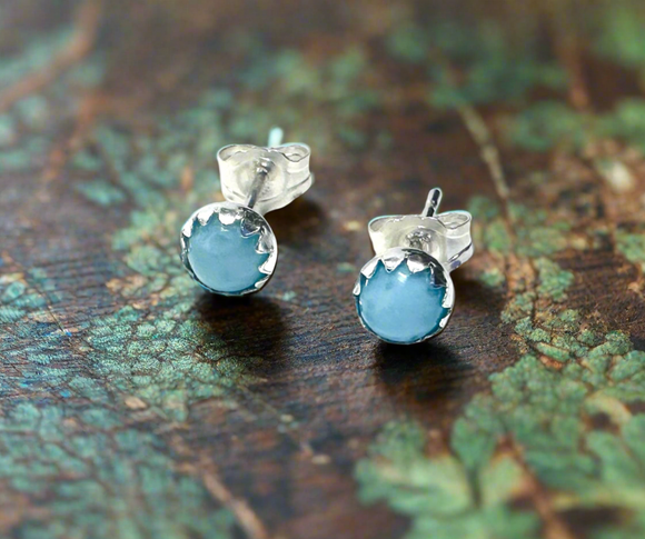 Larimar Gemstone Stud Earrings
