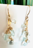 Aquamarine Gemstone Earrings, Cascade Chain Earrings