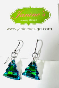 Christmas Tree Crystal Earring/Holiday Earrings/ Tree Earrings/Green Christmas Earrings