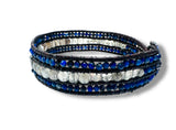 Gemstone Leather Bracelet, Leather Cuff Wrap Gemstone Bracelet-Power Bracelet