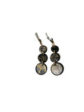 Black and Gold Disk Earrings/Black and Gold Earrings - Janine Design