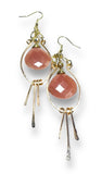 Wire Wrapped Peach Gemstone Earrings