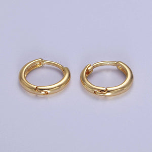 Dainty Gold Huggie Earring 12mm Simple Minimalist Hoop - Janine Design