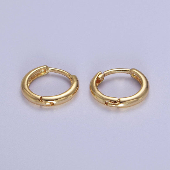 Dainty Gold Huggie Earring 12mm Simple Minimalist Hoop - Janine Design