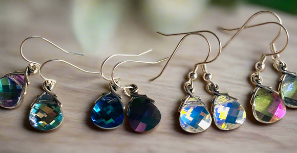 Color Changing Teardrop Beads/ Crystal Dangle Earrings