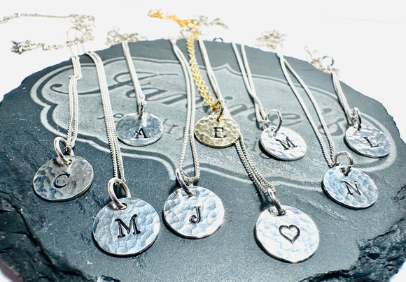 Initial Necklace , Sterling Silver Necklace, Letter Necklace, Family Necklace - Janine Design