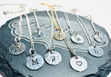 Initial Necklace , Sterling Silver Necklace, Letter Necklace, Family Necklace - Janine Design