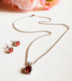 January Birthstone Set, Garnet Earrings and Necklace