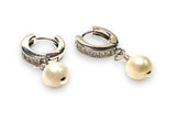 Pearl Huggie Hoops, Pearl Earrings, Hoops, Silver PV Hoops
