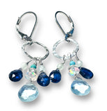 Gemstone Teardrop Silver Circle Earrings*