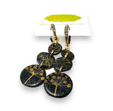 Black and Gold Disk Earrings/Black and Gold Earrings - Janine Design
