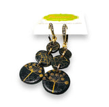 Black and Gold Disk Earrings/Black and Gold Earrings