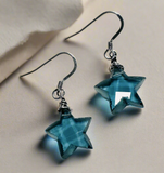 Kyanite Star Earrings ,Carved stones Star Earrings/Earrings, Celestial Star Earrings, Blue Star Earrings, Star Earrings